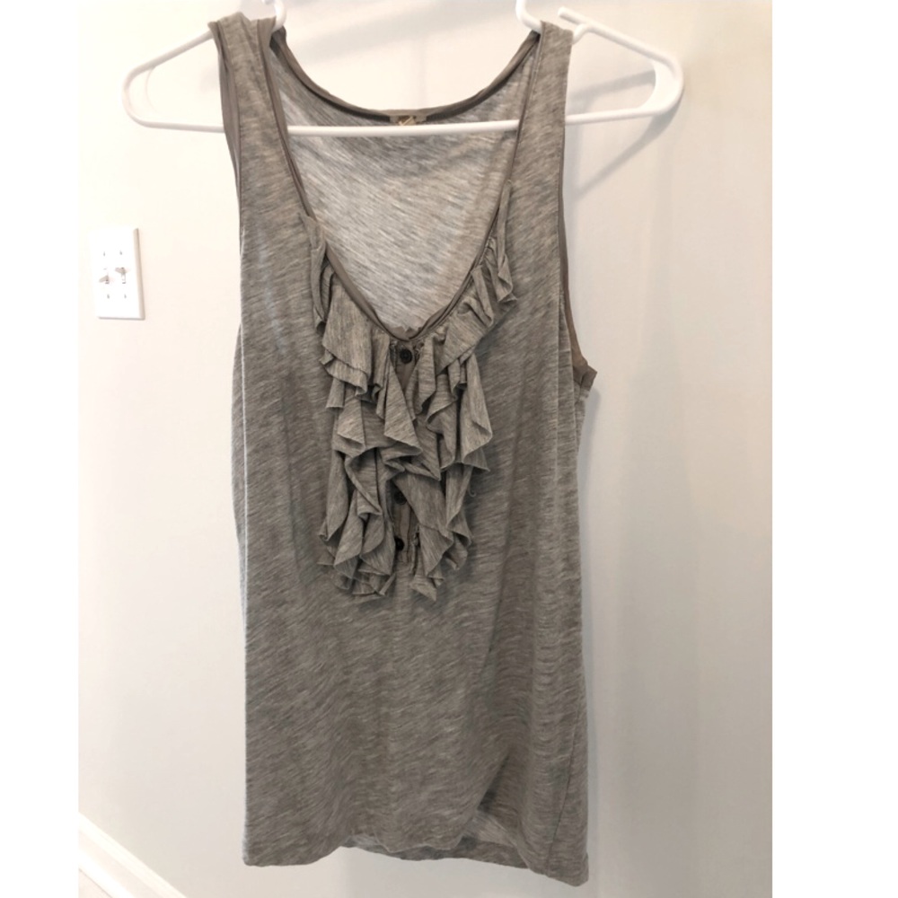 Gray tank top with ruffles